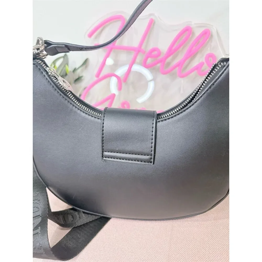 Valentino Orlandi Black Crescent Shoulder Bag w/ Coin Pouch Women's Medium
